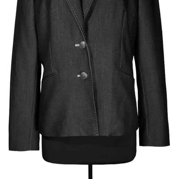Kasper Women's Blazer Gray Two Button Stretch Lined Career Work Suit Jacket 12 - Picture 6 of 9